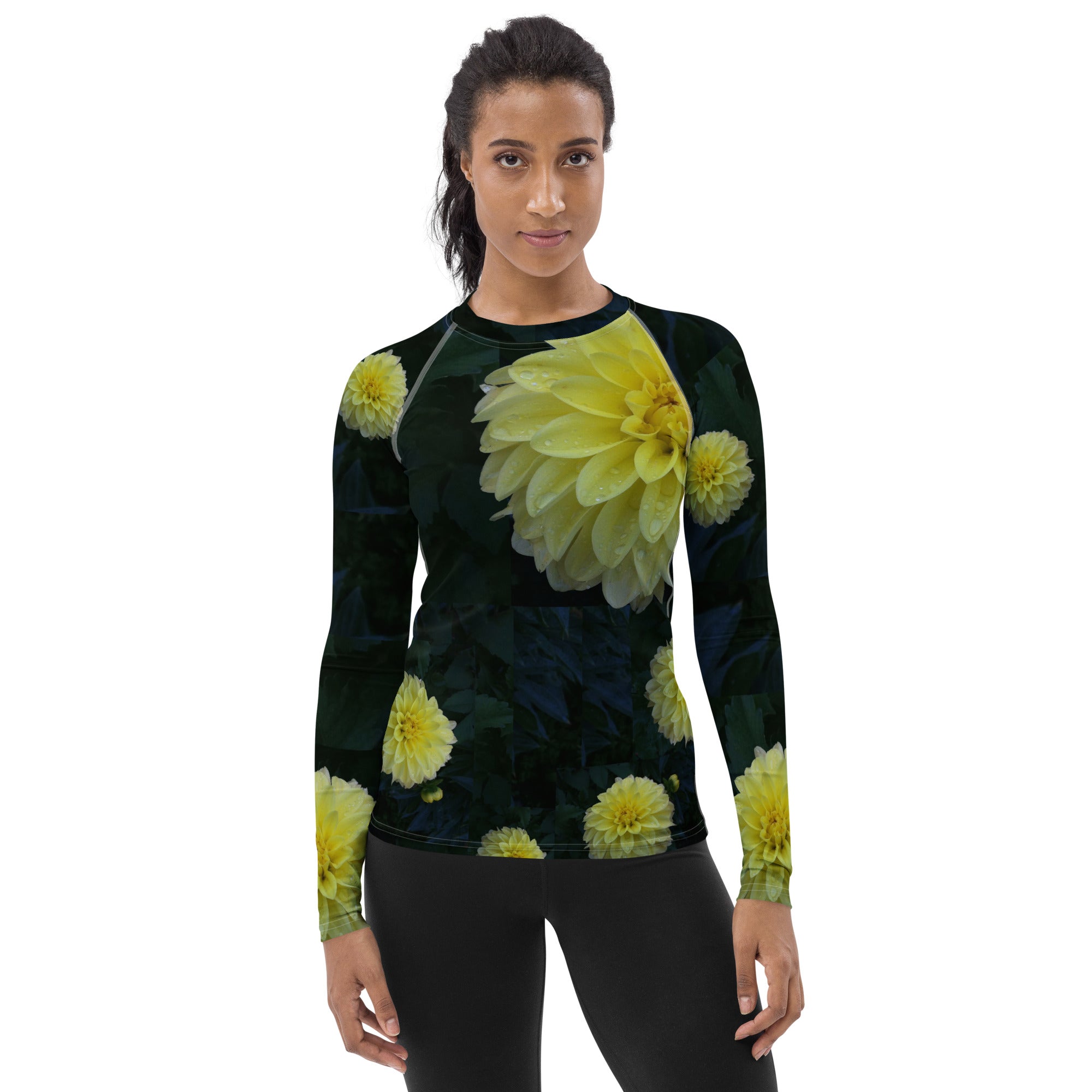 printed-activewear-top-rashguard-workout-top-women-lemon-dahlias-wickedyo3